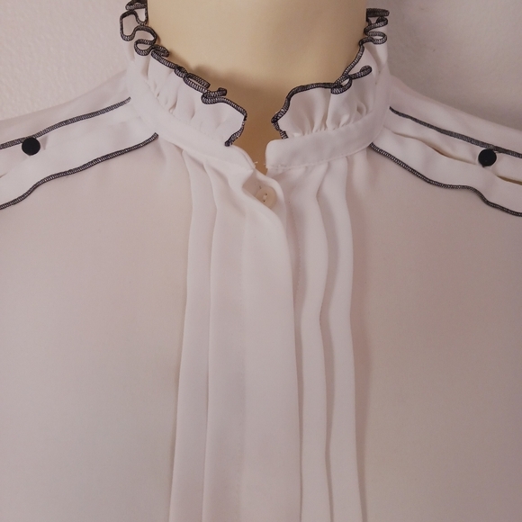 Anne Fontaine button-down black and white blouse - Picture 2 of 12